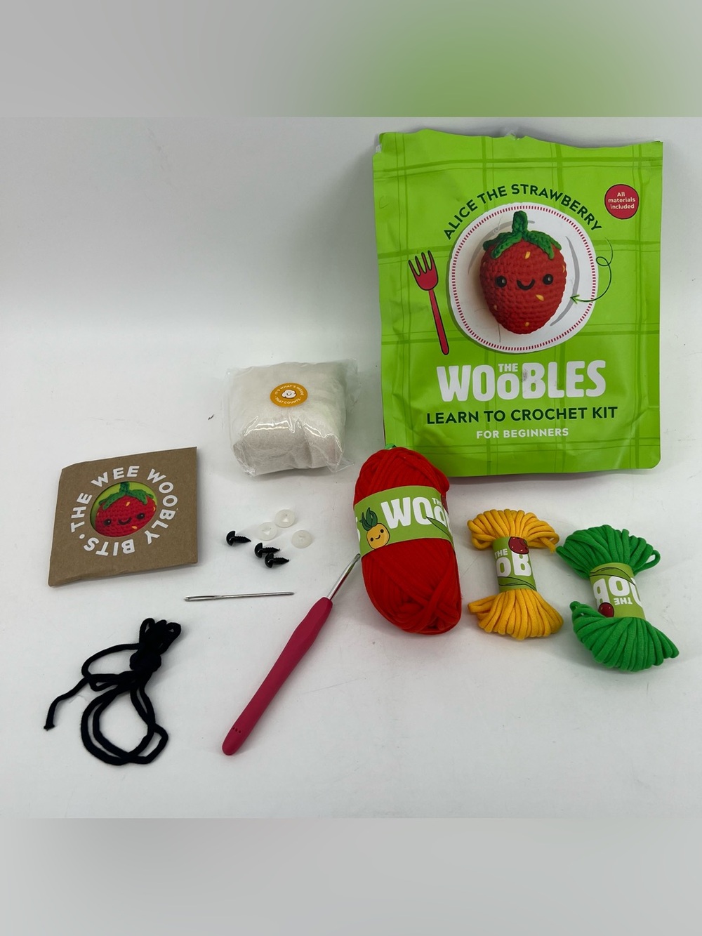 The Woobles Beginner Crochet Kit Alice the Strawberry Complete